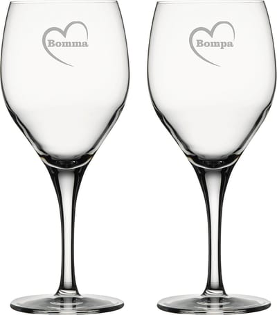 Rode wijnglas gegraveerd - 42,5cl - Bomma-Bompa-hartje