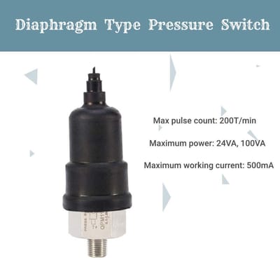 Dailygoods- Drukschakelaar Pneumatisch - Verstelbaar - 1/8 Inch - 220V/48V - Meetbereik - Alarmbereik Vrije Instelling - Drukregelaar