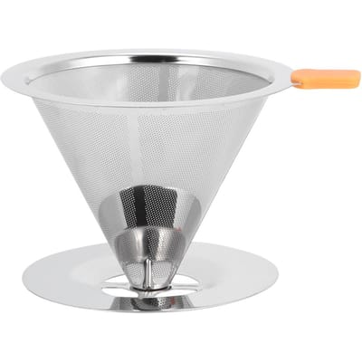 304 Roestvrij Staal Geïntegreerd Koffiefilter Zonder Papier Herbruikbaar Koffiefilter met Handvat white