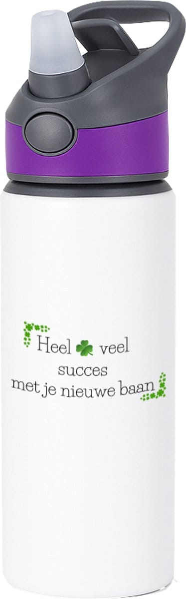 Hacebo® - Afscheid collega cadeau - waterfles met rietje paars - Collega - Collega met opdruk - Collega kado - Collega afscheid - Collega cadeautjes - Collega cadeautjes verjaardag - Leuk kado om te geven - water fles - 650ML