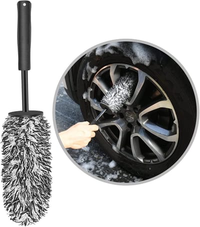 Microvezel Velgenborstel - Wielborstel Borstel - Auto Wassen - Krasvrije Reiniging - 40 cm Lengte - Zwart Blauw
