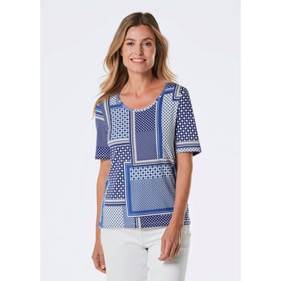 Gedessineerd shirt - blauw / wit / gedess. - Gr. 19 van Goldner Fashion