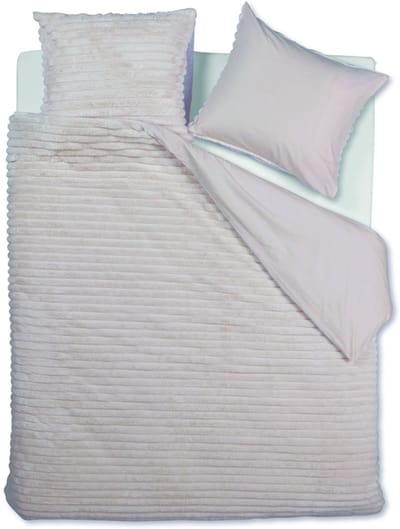 Rivièra Maison Furry Stripes dekbedovertrek - Eenpersoons - 140 x 200/220 cm - Gebroken wit