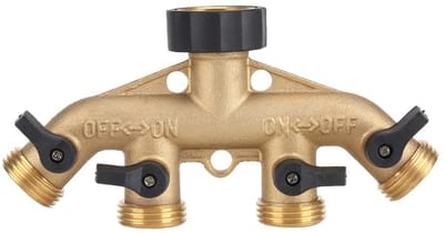 Dailygoods - Tuinslang Splitter - 4 Weg Koppeling - Duurzaam Messing - Tuin accessoires - Handig voor tuinonderhoud - Geschikt voor elke tuin