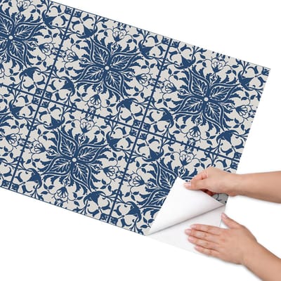 Coloray Meubel Wrap Folie - Blauw Meubelfolie - 65x130 cm - Decoratiefolie Decoratieve tegels - Meubel Wrap Folie - Klassiek Meubelfolie - Plakfolie Meubels - Keuken decoratie - Achtergronden en patronen