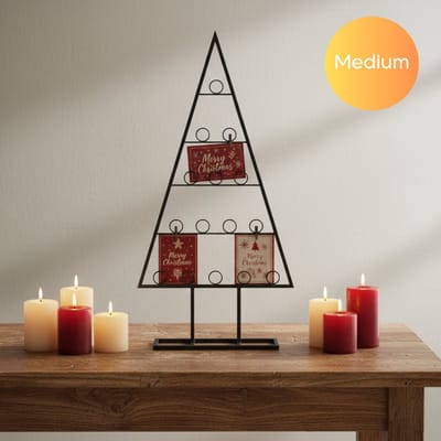Janse® Metalen Kerstboom M voor kerstkaarten - Kerstdecoratie met haken - Kerstkaart houder - Kunstkerstboom van metaal - Geschikt voor foto`s - Kerstballen - Kerstlampjes - Kerst cadeau - Kerst pakket - Decoratie - Interieur - Kerst versiering