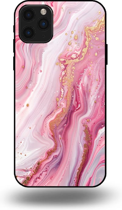 Smartphonica Telefoonhoesje geschikt voor iPhone 11 Pro Max met marmer opdruk - TPU backcover case marble design - Roze geschikt voor iPhone 11 Pro Max