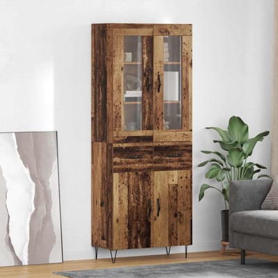 vidaXL - Highboard - Oud - Hout - 69,5 - x - 34 - x - 90 - cm - Bewerkt - hout