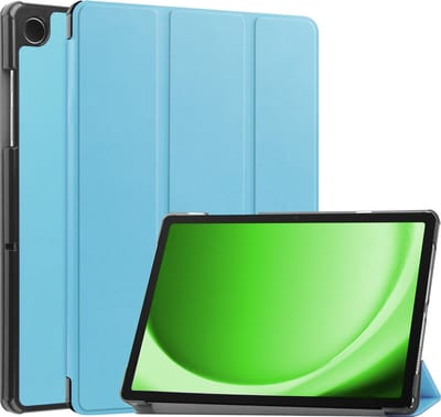 Hoesje Geschikt voor Samsung Galaxy Tab A11 / A9 - Dun & Stevig - Trifold Bookcase - Hard Cover - Hardcover Book Case - Tablet Hoes - Lichtblauw