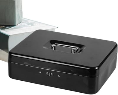 Geldcassette met slot - Spaarpot Kassalade - Waardevolle Spullen Opbergen - Wachtwoordslot - 263 cm breed - Zwart