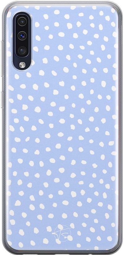 Hoesje geschikt voor Samsung Galaxy A50 - Paars lila stippen - Soft Case - TPU - Gestipt - Paars - Mooie Telefoonhoesjes