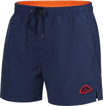 Ladeheid LA-ZA-SWS-Short Heren Zwembroek - Zwemshorts - met zijzakken en achterzak - sneldrogend - met binnenslip van mesh - Koordsluiting - Polyester - Marineblauw/Oranje - S