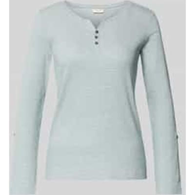 Tom Tailor - T-shirt met lange mouwen en omgeslagen mouwen - Maat XL - green offwhite small stripe
