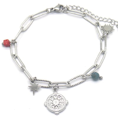 Armband Dames - Bedeltjes - RVS - Lengte 16-19 cm - Zilverkleurig