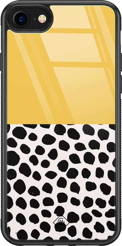 Casimoda® hoesje - Geschikt voor iPhone SE (2020) - Abstract Geel - Luxe Hard Case Zwart - Backcover telefoonhoesje - Geel