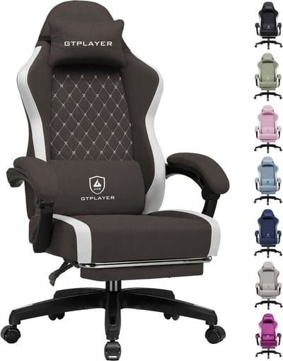 GTPLAYER - Gaming Stoel - Ergonomisch met Ademende Stof en Voetensteun - Bruin