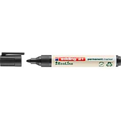 edding 21 EcoLine permanente marker - zwart - 10 stiften - ronde punt 1,5-3 mm - water en wrijfvast - voor karton, kunststof, hout, metaal, etc. - alcohol markers voor volwassenen