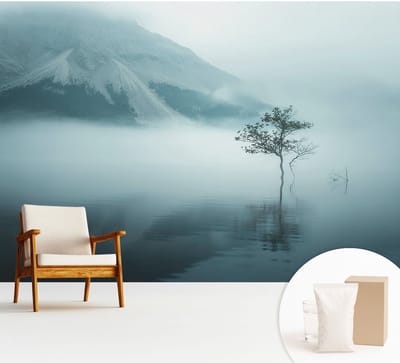 Wallfluent Behang - Mystiek van de natuur Muurbehang - 312x219 cm - Grijs Behang - Voor natuur- en kunstliefhebbers - Behang Voor de slaapkamer, woonkamer en kantoor - Wanddecoratie Landschappen