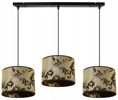 Light-Home Werona – Hanglamp 3-lichts – Zwart/Goud – Stoffen Lampenkappen – In hoogte verstelbaar
