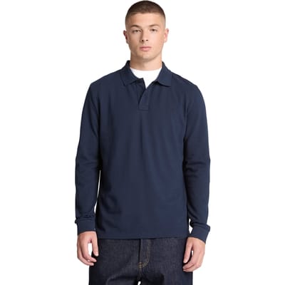 Timberland Oyster River Chest Logo Ls Polo Regular Dark Sapphire Taglia: L | Maglie a manica lunga Outlet | Uomo | Blu