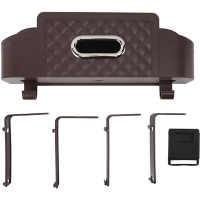 Auto Achterbank Organizer Plastic Multifunctionele Opbergdoos Hoofdsteun Tissuebox Cover met Bekerhouder bruin