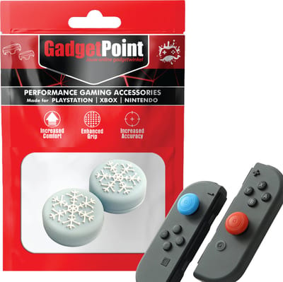 Gadgetpoint - Thumb Grips voor Nintendo Switch Joy-Con Controllers - Gaming Thumbgrips - Performance Anti-Slip Thumbsticks - Bescherming Accessoires - Sneeuwvlokje - Blauw