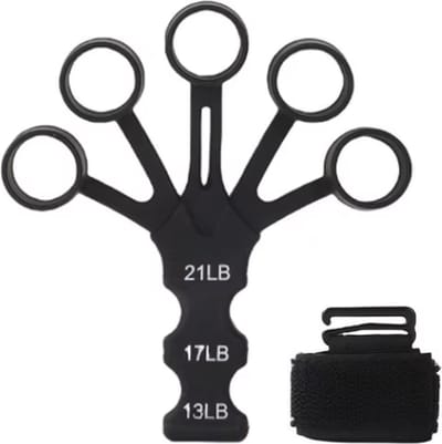 New Age Devi - Zwarte Siliconen Gripster Grip Strengthener - Vinger Brancard - Hand Grip Trainer - Fitness Training en Oefening - Hand Strengthener