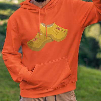 Oranje EK WK Koningsdag Hoodie Klompen XS