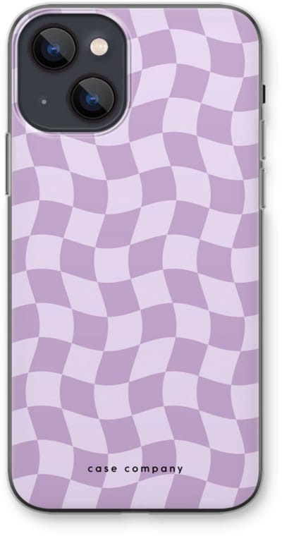Case Company® - Hoesje geschikt voor iPhone 13 mini hoesje - Grid Paars - Soft Cover Telefoonhoesje - Bescherming aan alle Kanten en Schermrand