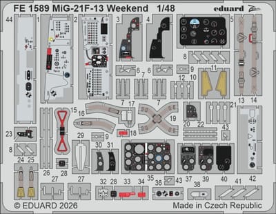 Eduard Modelbouwdecoratie - FE1589 Accessoires - Zoom Set voor MiG-21F-13 Weekend Edition Photo-etch