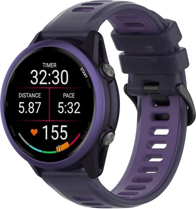 Stravo Smartwatch Bandje 20mm - Siliconen Bandje - geschikt voor Samsung Galaxy Watch 7 6 5 4 - Classic - Garmin Vivoactive 5 3 - Forerunner 245 - Venu SQ 2 - Vivomove - Huawei - Jelly siliconen horlogebandje - Universeel 20mm - Paars