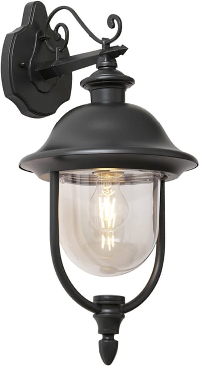 QAZQA genoa - Klassieke Wandlamp voor buiten - 1 lichts - L 28 cm - Zwart - Buitenverlichting
