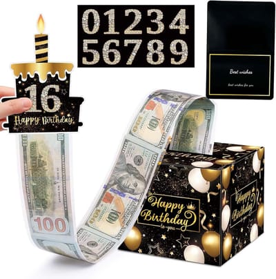 Verjaardag Geldcassette Verrassingsdoos voor Geldcadeau met Wenskaart en Doe-Het-Zelf Opties voor Jubilea
