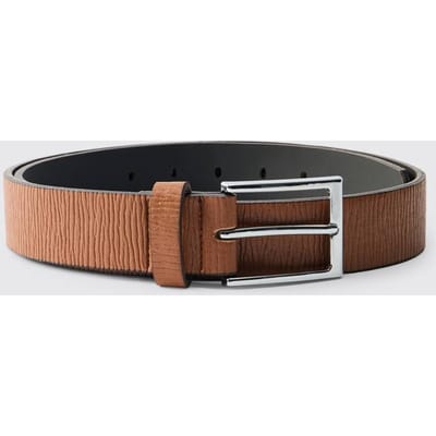 Horizontal Textured PU Belt In Tan Brown | Size Small