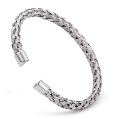Kabel Armband van Gewoven Staal - Zilver kleurig - Armbanden Heren Dames - Papa Cadeau Voor Mannen - Vaderdag