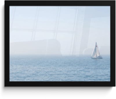 Poster in lijst - Fotolijst 40x30 cm - Posters - Horizon - Zeilboot - Zee - Posterlijst zwart - Decoratie - Wanddecoratie woonkamer - Muurdecoratie slaapkamer