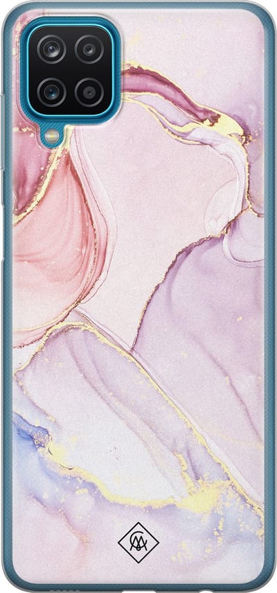 Casimoda® hoesje - Geschikt voor Samsung A12 - Marmer roze paars - Backcover - Siliconen/TPU - Paars