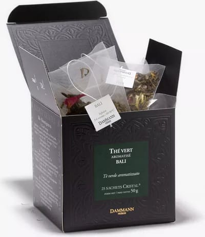 Dammann Frères - Bali - Theezakjes - Groene Thee - Fruit en bloesem smaaktonen - Lychee en grapefruit - Thee uit Bali - 25 theezakjes
