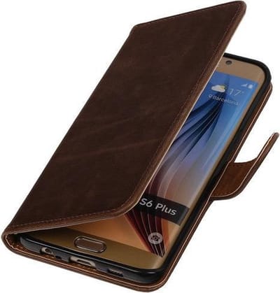 Mocca Pull-Up PU Hoesje Samsung Galaxy S6 Edge Plus Booktype Wallet Cover