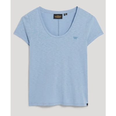 Superdry Studios T-shirt met Laag Uitgesneden Ronde Hals Blauw Grootte: 38