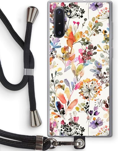 Hoesje met koord geschikt voor Samsung Galaxy Note 10 hoesje met Koord - Wilde grassen - Telefoonhoesje met Zwart Koord - Bescherming aan alle Kanten en Over de Schermrand