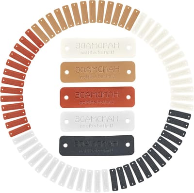 70 Stuks Handgemaakte PU Leren Labels in 5 Kleuren voor Breien, DIY Projecten en Handwerk