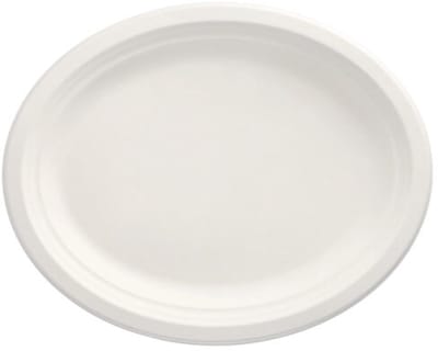 50 Borden van suikerriet pure ovaal 32 cm x 25,5 cm x 2 cm wit