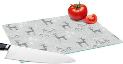 Glazen Snijplank - 28x20 - Patronen - Hert - Winter - Snijplanken Glas