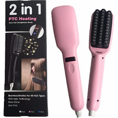 KINGDOMCARES - Hair Straightener Brush, PTC Faster Heating Straightening Brush Styler At Home