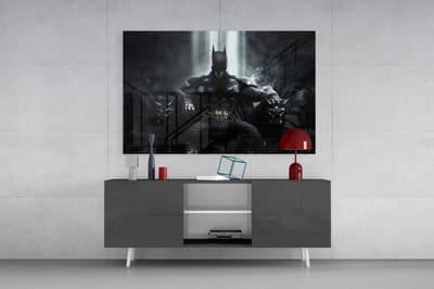 Glasschilderij - Batman - Moderne Wanddecoratie - Woonkamer - Slaapkamer - 90x60 cm