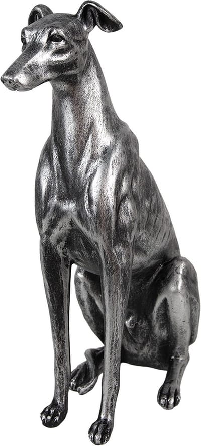 Clayre & Eef Decoratie Beeld Hond 20x10x30 cm Zilverkleurig Polyresin