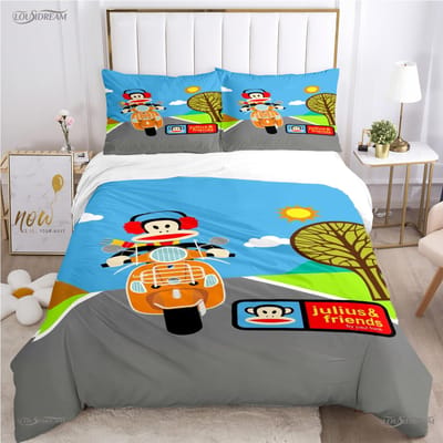 Schattige P-Paul F-Frank Cartoon Anime Dekbedovertrek Grappige Kawaii Beddengoed Set Zachte Dekbedhoes En Kussenslopen Enkel/Dubbel/Queen/King AU Queen(210*210cm)3pcs
