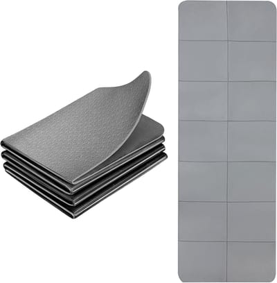 Opvouwbare Yogamat - Fitnessmat Draagbaar - Sport en Ontspanning - Dubbelzijdig Antislip - 183 x 61 cm - Grijs