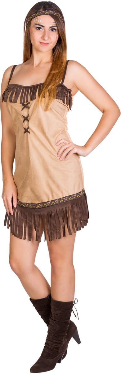 dressforfun - sexy indianenkleed met haarband M - verkleedkleding kostuum halloween verkleden feestkleding carnavalskleding carnaval feestkledij partykleding - 300025
